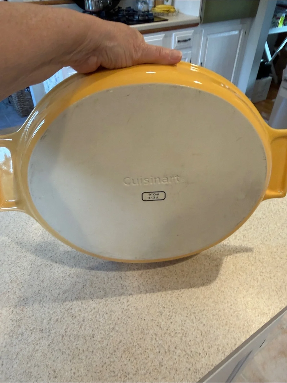 Yellow Ceramic Oven-to-Table Baking Dish-Cuisinart 14 in Oval dish